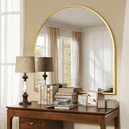 VooBang Arched Wall Mirror, 24 x 36 inch Arch Bathroom Mirror, Wall Mounted Vanity Mirror with Arch Metal Frame, Modern Bathroom Vanity Mirror for Bedroom, Living Room, Hanging or Leaning, Black