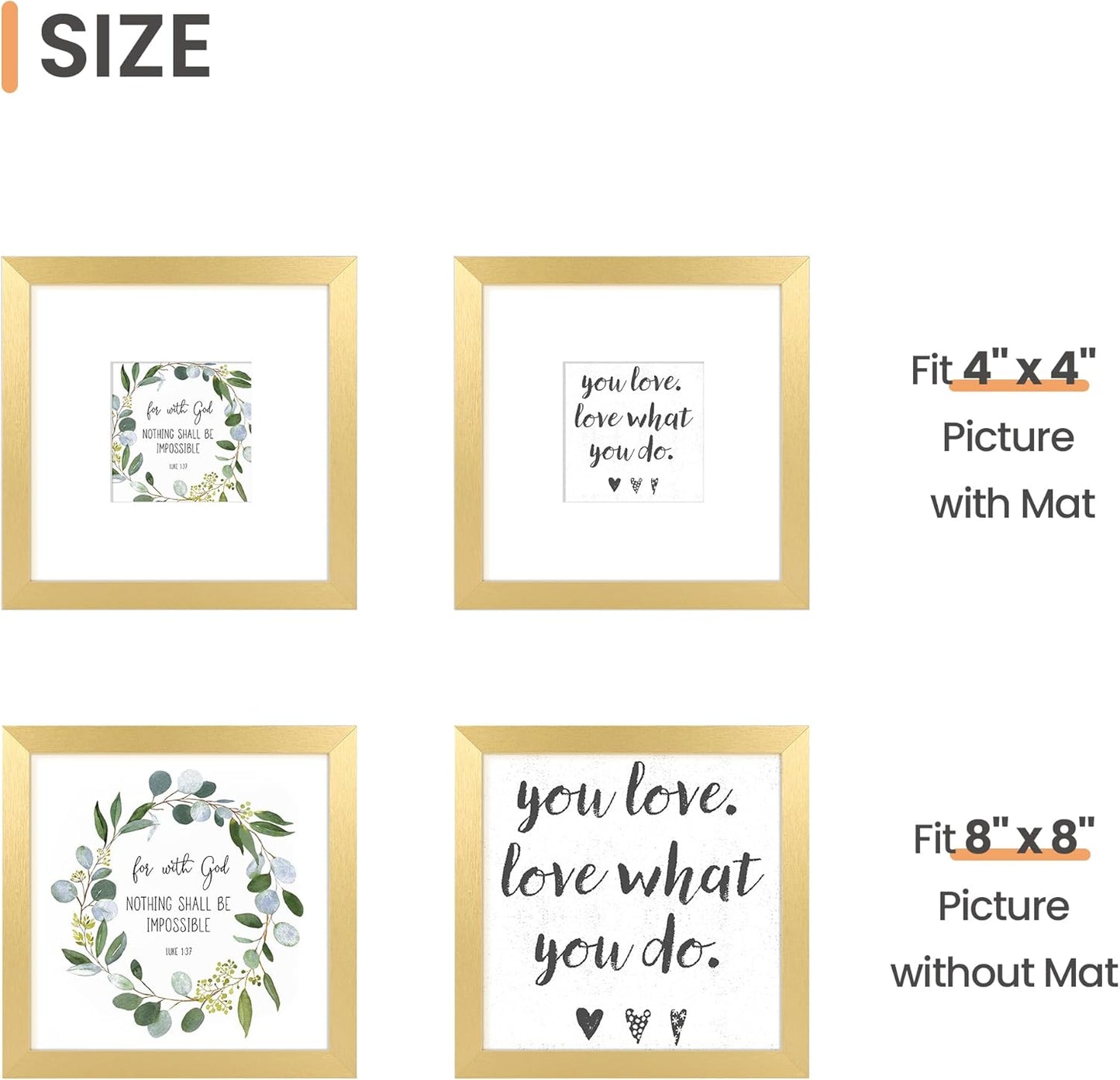 upsimples 8x10 Picture Frame, Display Pictures 5x7 with Mat or 8x10 Without Mat, Wall Hanging Photo Frame, Black, 1 Pack - Colors A