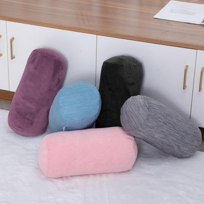 1 MIDDLE ONE Round Cylinder Bolster Pillow with Removable Velvet Cover, Tube Roll Cervical Pillow for Head, Neck, Back and Legs Support, 13" x 6", Grey