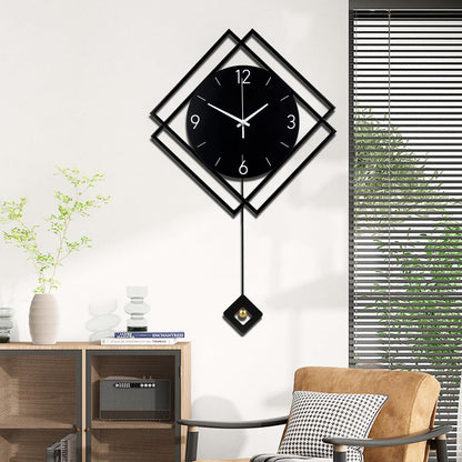 Wall Clock with Pendulum,Silent Quality Quartz Battery Operated,Modern Large Wall Clocks for Living Room Kitchen Home Bathroom Bedroom Wall Decor,16.2x26Inch(Black)