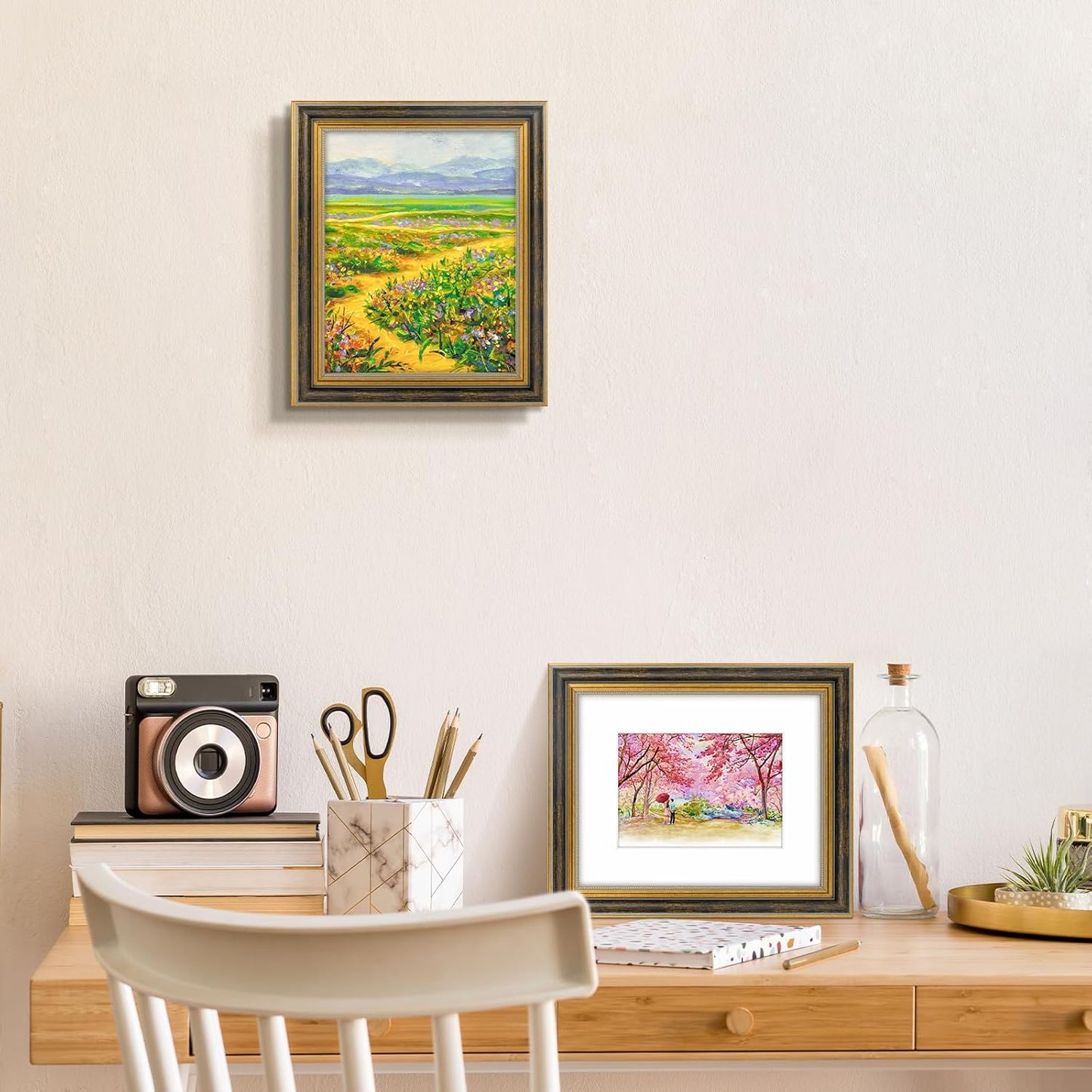 Golden State Art,11x14 Ornate Picture Frame for 8x10 Photo with Mat or 11 x 14 Prints without Mat,Real Glass Wall Display(Color:Green Gold)