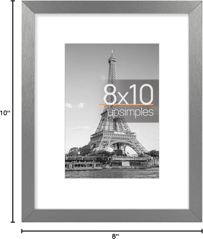 upsimples 8x10 Picture Frame, Display Pictures 5x7 with Mat or 8x10 Without Mat, Wall Hanging Photo Frame, Black, 1 Pack - Colors B