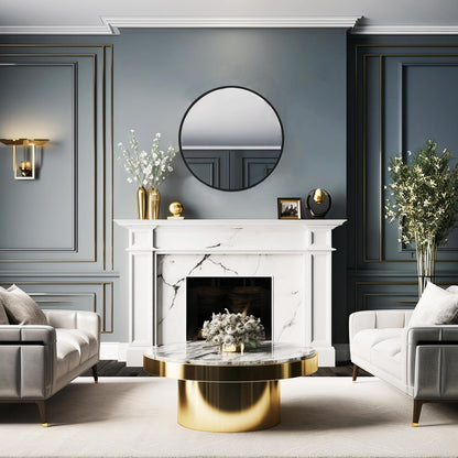 Sunniry Black Round Mirror, Round Mirror 24 inch, Black Circle Mirrors Matte Metal Frame, Wall Mounted Mirrors for Living Room, Bathroom, Wall, Entryway.