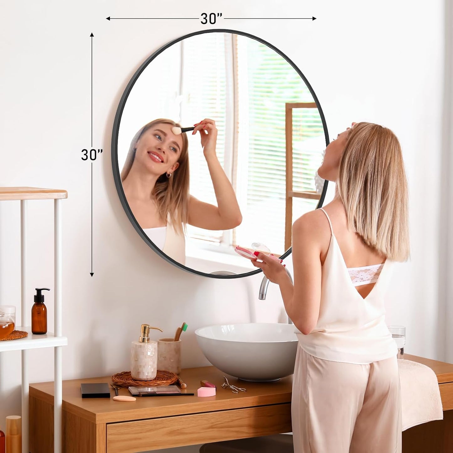 NEWBULIG 20IN Round Bathroom Wall Mirror, Modern Vanity Mirrors for Over Sink, HD Glass Decorative for Entryway, Bedroom & Living Room, Gold