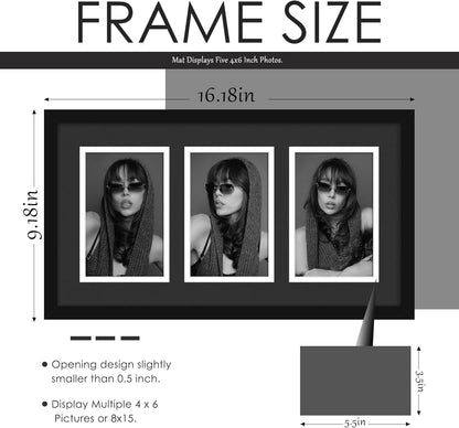 DUENPY 14x26 Collage Picture Frame 4x6 Collage Picture Frame Displays Twelve 4x6 inch Photos Available Horizontal Wall Mounting Display and Vertical Black - Colors A