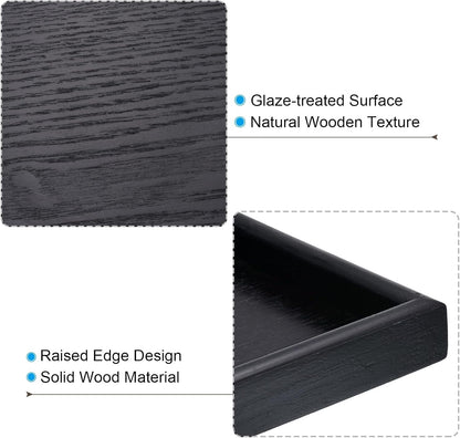 PATIKIL Wood Serving Tray 12x8 Inch Outer Base, Rectangular Decorative Platter for Home Decor Kitchen Table Candle Holder, Black