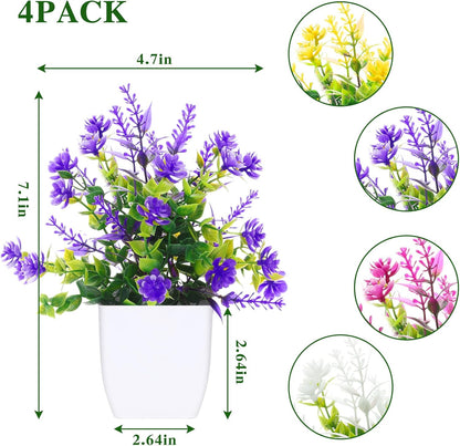 CEWOR Fake Plants 2 Pack Mini Potted Plants Bathroom Accessories Small Artificial Greenery Decorations for Bathroom Office Home Room Kitchen Table Indoor