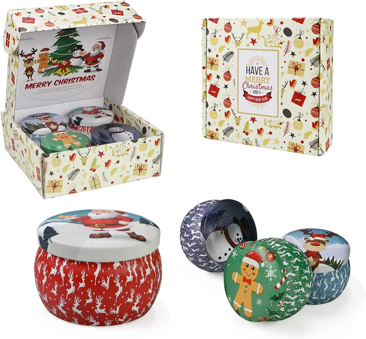 Candles Gift Set for Women, 4 Pack Scented Candles with 8% Essential Oils, 120H Long Lasting Aromatherapy Candles for Home Relaxation