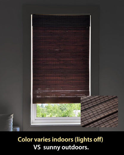 UNISHADES Cordless Bamboo Roman Shades for Windows, Blinds Size (30.5" W ×48" H) Colour (Highfield Teak)