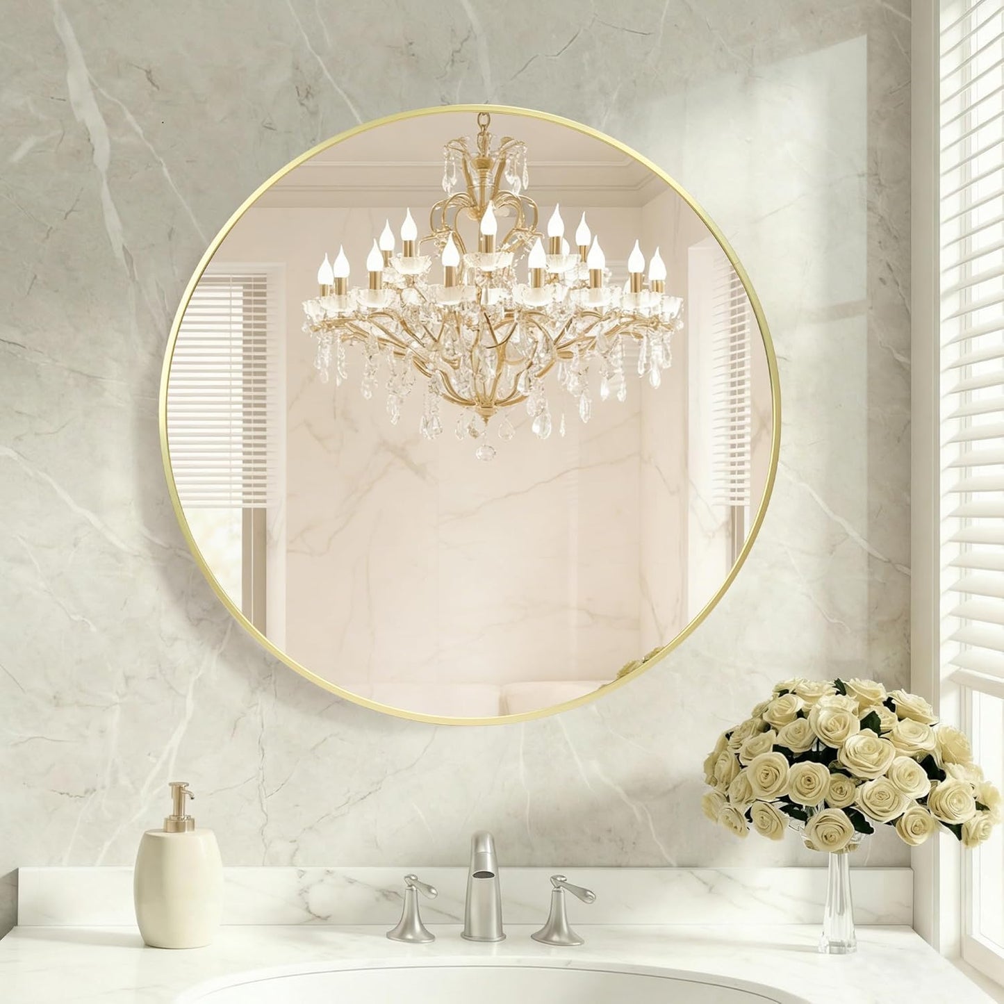 OLIXIS Arched Bathroom Mirror for Over Sink, 34x32 Inch Wall Mirror Arched Rounded Rectangle, Modern Wall Mount Vanity Mirror with Matte Metal Deep Framed, for Home Decor, Living Room, Black