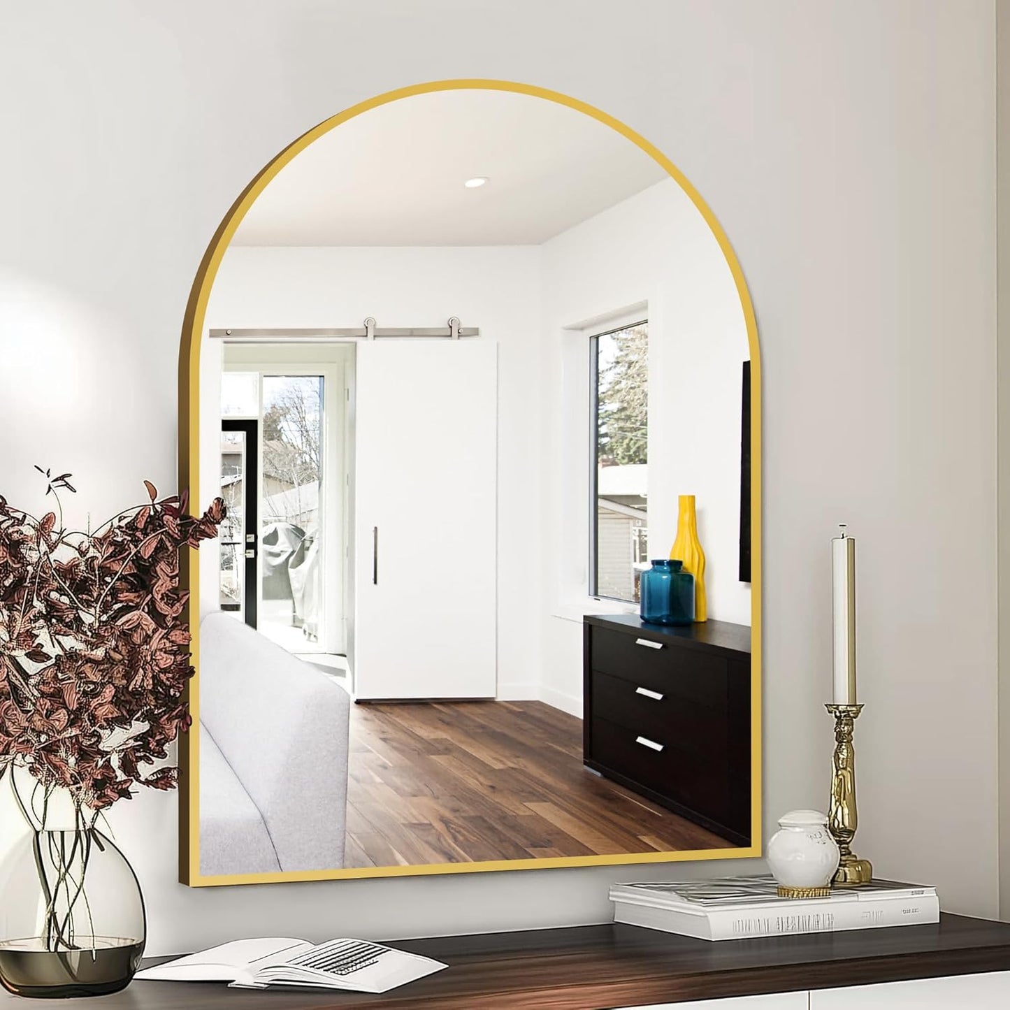 FICTOR Bathroom Mirror for Wall, Arched Vanity Bathroom Mirror for Over Sink, Metal Framed with HD Shatter-Proof Glass for Entryway, Living Room,Bedroom(2 Pack 24” x 36”, Black)