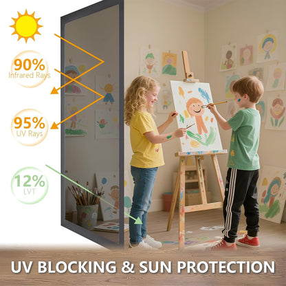 LEMON CLOUD Window Film, Decorative Window Privacy Film, 3D Stained Glass Window Sticker,Anti-UV Sun Blocker Heat Control for Home(Rainbow Tulip Design,17.5 x 78.7 inches)