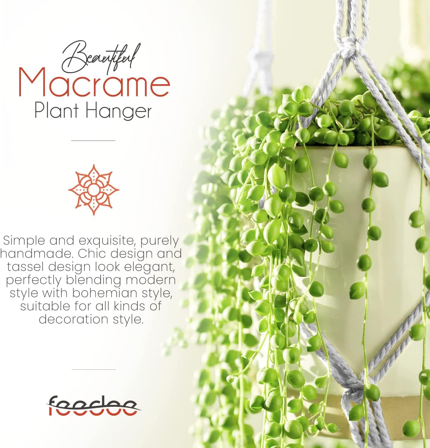 feedee Macrame Plant Hangers Indoor Macrame Hanging Planters for Indoor Plants, 6 Pack Hanging Plant Holders Indoor Hanging, Macromay Plant Hangers for Indoor Plant Hanger, Outdoor Flower Pots Holder