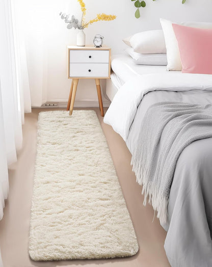 Ophanie Round Rugs 5Ft Ivory Circle Area Rug, Nursery Room Decor, Christmas Aesthetic Bedroom Home Circular Carpet 5 Foot, Fluffy Fuzzy Shag Plush Cream Living Room Rugs for Kids Boys Girls Teen Baby