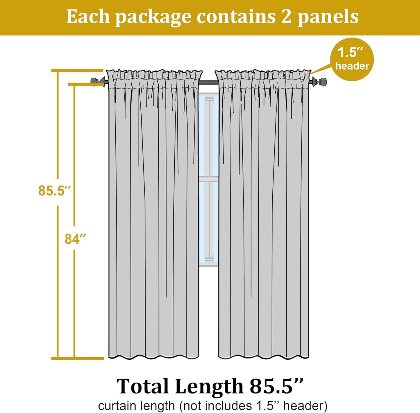 OWENIE Sheer Curtains 84 inches Long 2 Panels Set for Living Room/Bedroom, Rod Pocket Voile Sheer Panel Drapes, White, 2pcs, Each 42" W x 84" L - Colors B