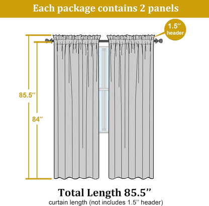 OWENIE Sheer Curtains 84 inches Long 2 Panels Set for Living Room/Bedroom, Rod Pocket Voile Sheer Panel Drapes, White, 2pcs, Each 42" W x 84" L - Colors B