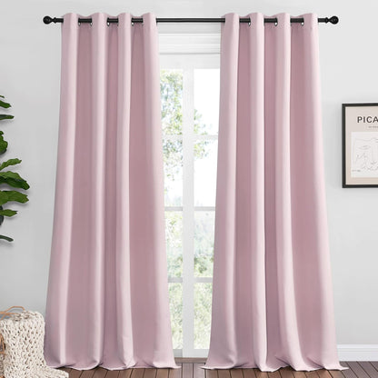 NICETOWN Halloween Pitch Black Solid Thermal Insulated Grommet Blackout Curtains/Drapes for Bedroom Window (2 Panels, 42 inches Wide by 63 inches Long, Black) - Colors B