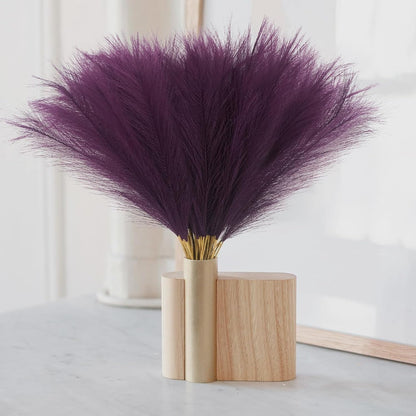 obbsie 50pcs Pink Faux Pampas Grass Decor, 21.6" Short Artificial Floral Branches Vase Filler Flower Arrangement for Home Wedding Boho Outdoor Decor