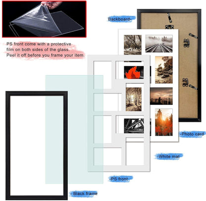 QUTREY 20 Opening 4x6 Collage Picture Frame Set of 2, 18.1x41.3 inches Black Multiple Frames Display 4 by 6 inch Photos with Mat for Wall Hanging