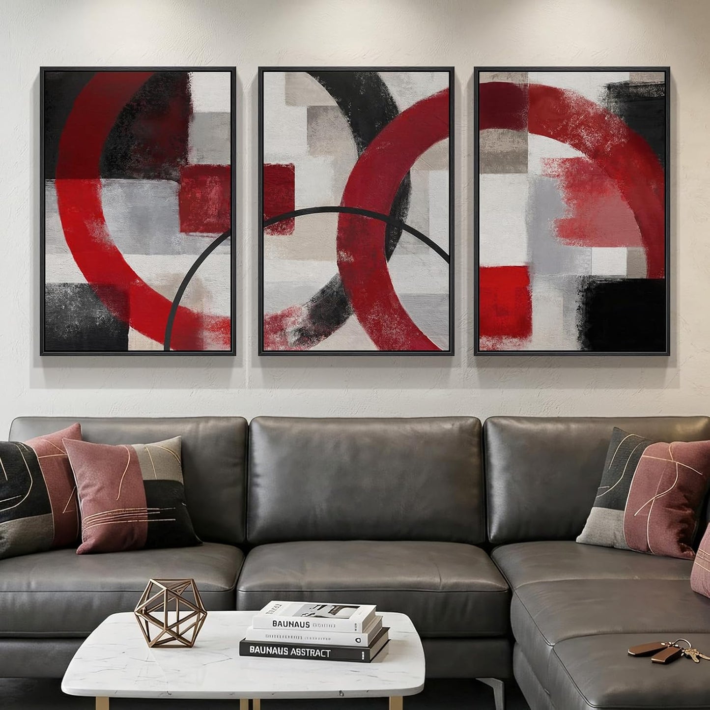 Large Framed Black and White Abstract Wall Art for Living Room, 3 Piece Big Modern Canvas Prints Paintings Artwork for Walls, Minimalist Abstract Art Pictures for Hallway, Office Wall Decor 24x36 In