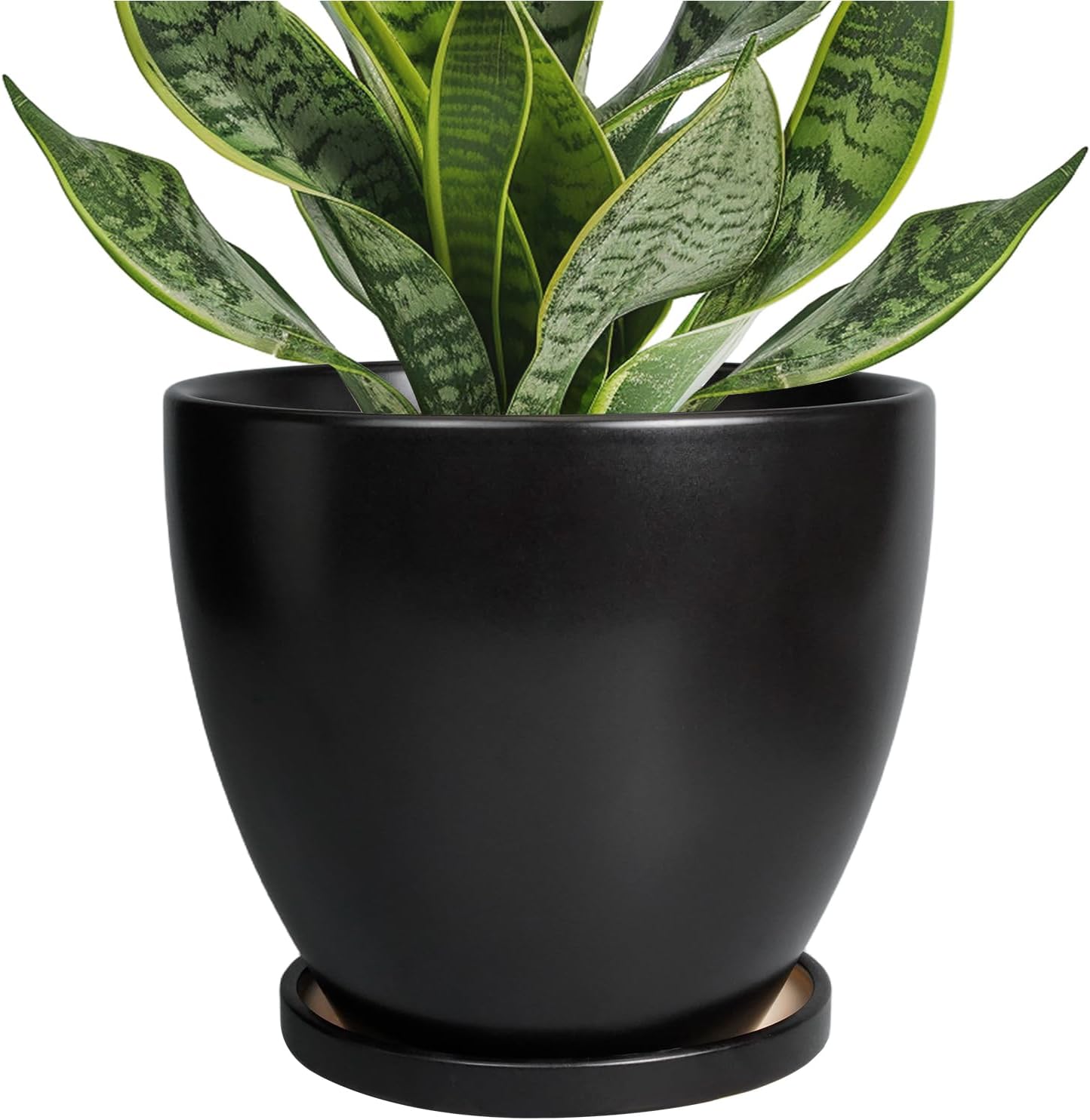 10 Inch Ceramic Planter Pot Round Plant Pot for Indoor Plants Outdoor Large Flower Pot with Drainage Hole and Saucer Blue