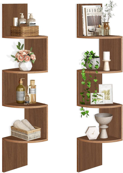 HOOBRO Corner Shelf Wall-Mounted, Set of 2 Floating Corner Shelves for Wall, 4-Tier Corner Bookshelves for Living Room, Bedroom, Bathroom, Home Office, Black BK25BJP201