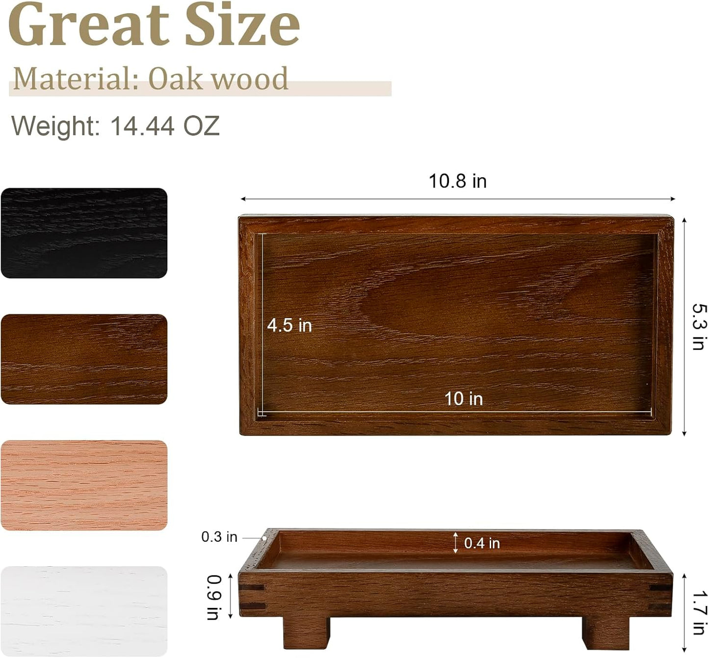 Decorative Tray Small Pedestal Stand Farmhouse Bathroom Decor Wooden Riser Display Stand for Vanity, Kitchen Countertop, Sink, 9.4 * 4.7 White