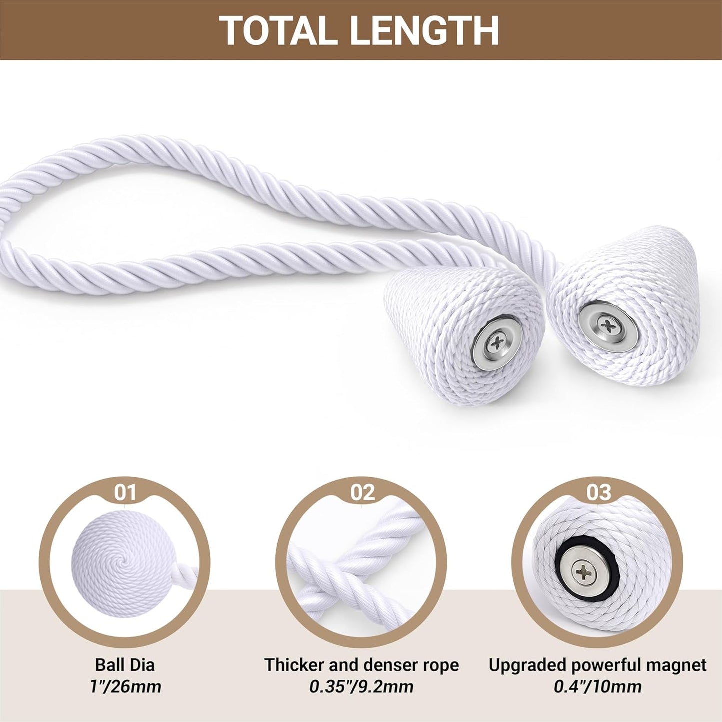 Hion Magnetic Curtain Tiebacks Black 2pcs, Curtain Tiebacks Buckles Holdbacks Holders Hooks Clip for Home Outdoor Bedroom Office Decorative Curtain