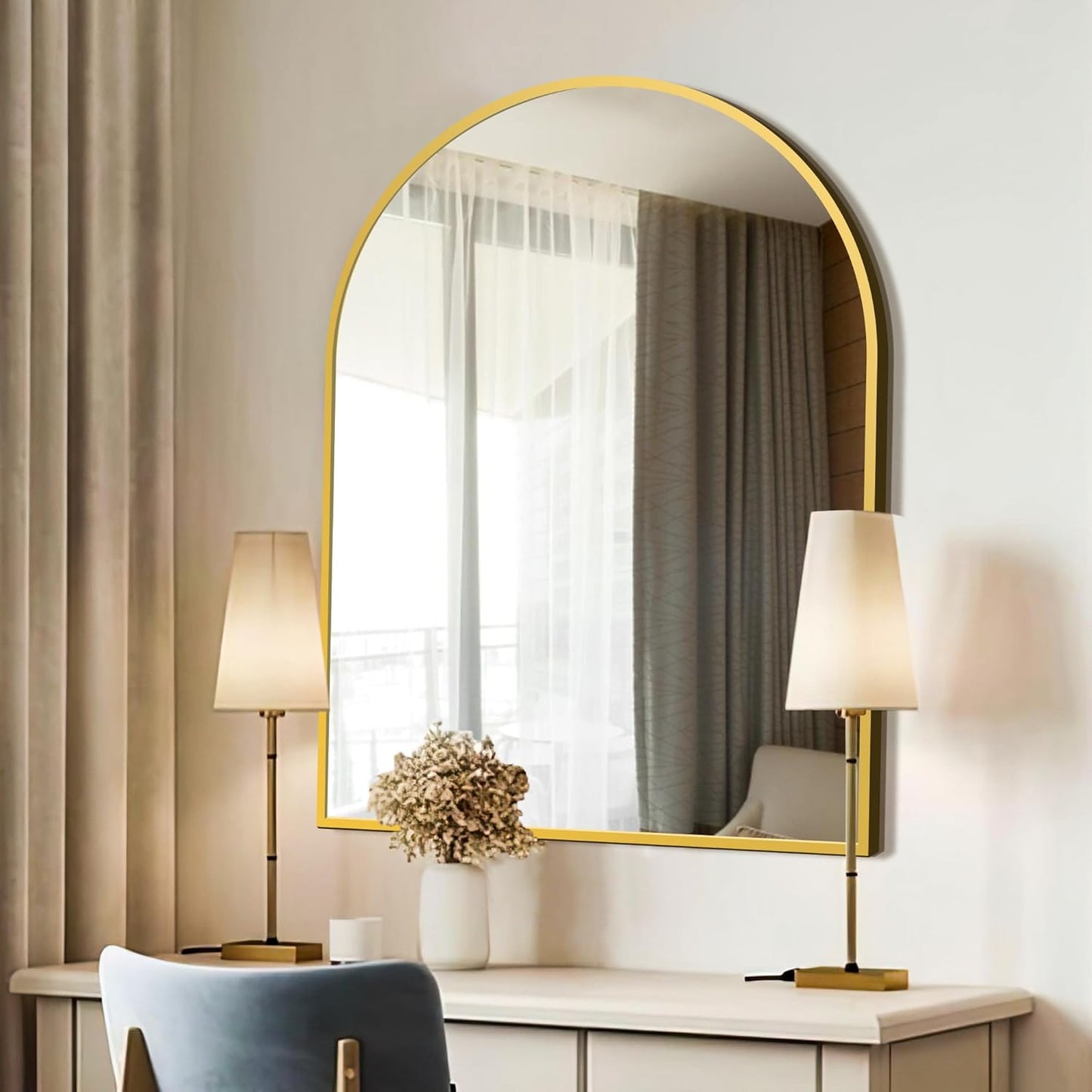 FICTOR Bathroom Mirror for Wall, Arched Vanity Bathroom Mirror for Over Sink, Metal Framed with HD Shatter-Proof Glass for Entryway, Living Room,Bedroom(2 Pack 24” x 36”, Black)