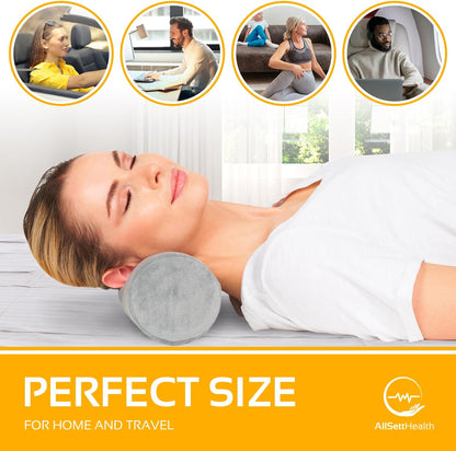 AllSett Health Round Cervical Roll Cylinder Bolster Pillow with Removable Washable Cover, Ergonomically Designed for Head, Neck, Back, and Legs || Ideal for Spine and Neck Support, Navy