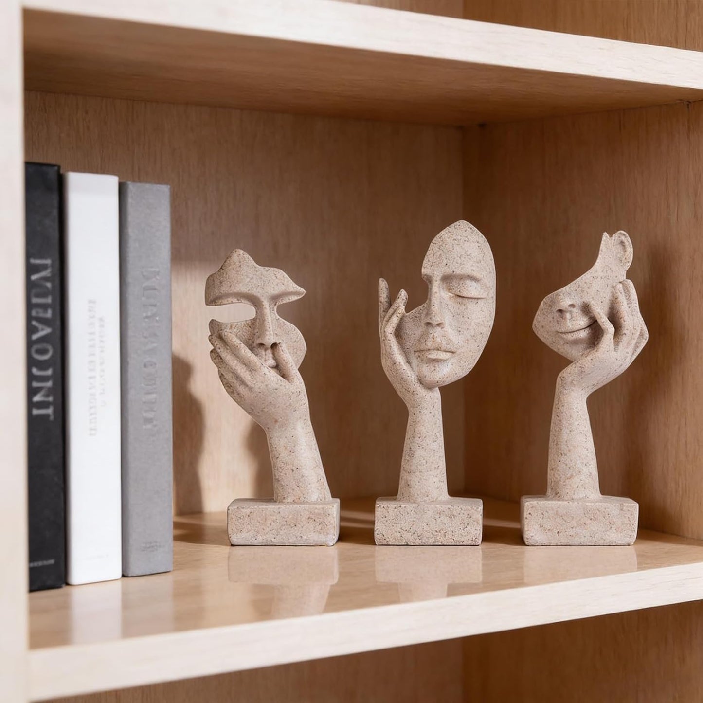 3 Pcs Thinker Small Statue Set - Black Gold Home Decor Abstract Art Figurines for Shelves, Living Room Coffee Table, Office Desktop (3 Pcs Gold, 6")