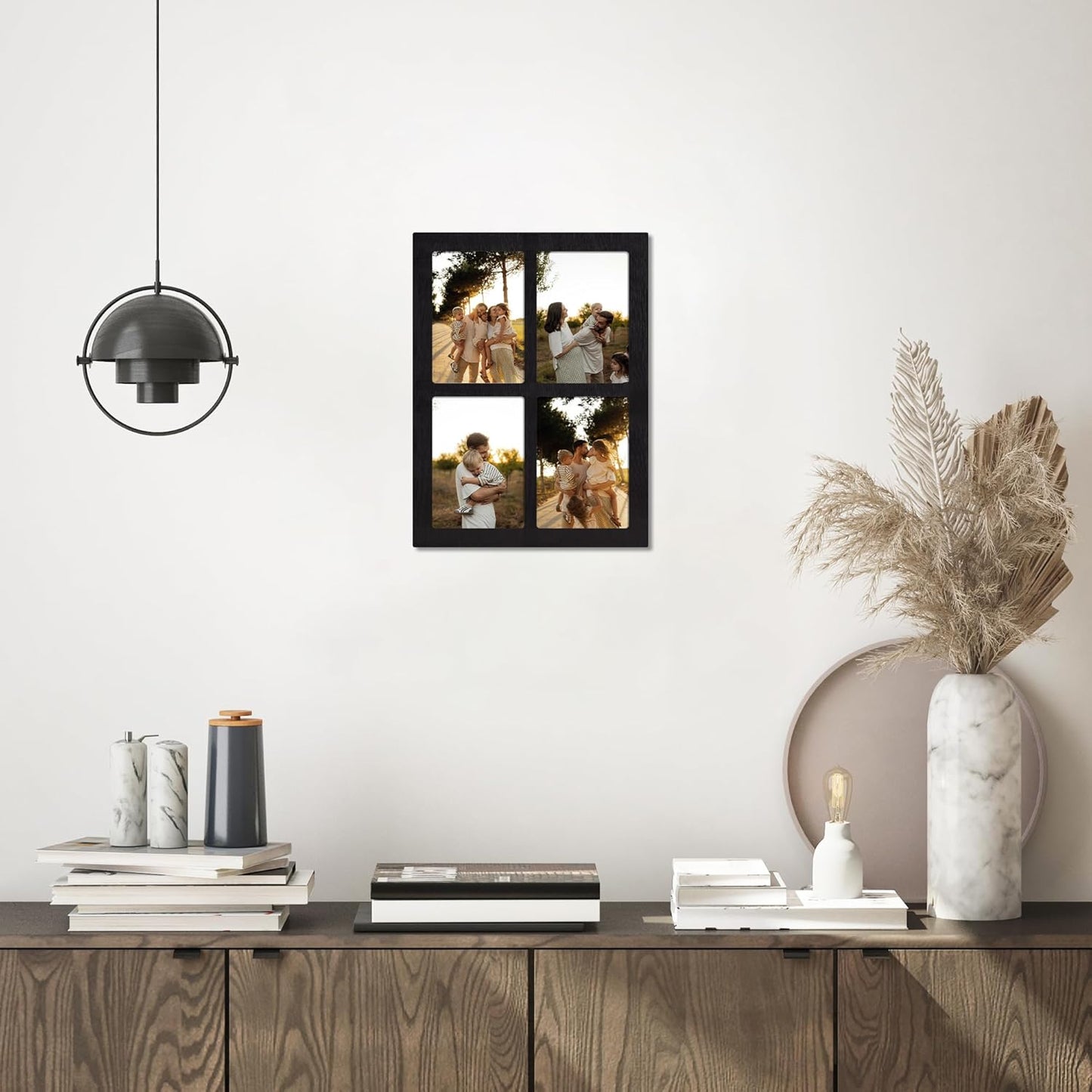 YESKAY 4x6 Picture Frame Collage for Wall Decor, Multiple Photo Collage Frames with Tempered Glass, 7-Opening for 4 x 6 Picture Frames, Rustic Brown, 1 Pack