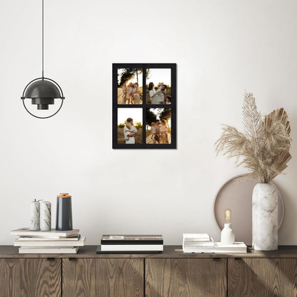 YESKAY 4x6 Picture Frame Collage for Wall Decor, Multiple Photo Collage Frames with Tempered Glass, 7-Opening for 4 x 6 Picture Frames, Rustic Brown, 1 Pack