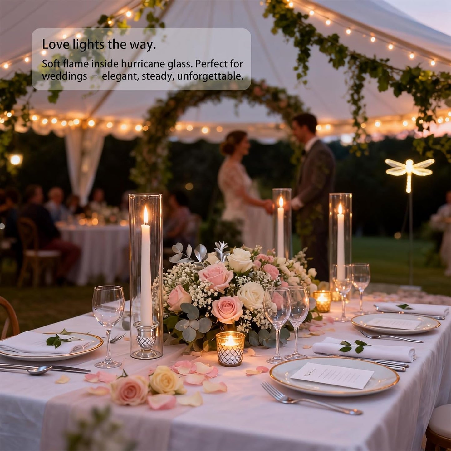 Glass Hurricane Candle Holders – 10 Clear Cylinder Covers & 10 Pillar Candle Bases, 2.6" D x 11.8" H Windproof Candle Holders for Wedding Centerpieces