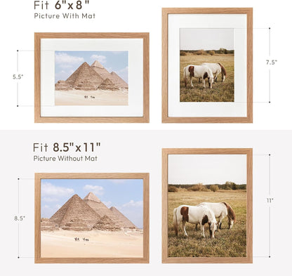 5x7 Picture Frame, Solid Oak Wood 5 x 7 Photo Frame with Mat to 4x6, 7x5 Picture Frames for Wall and Tabletop Display, (Walnut Set of 1)