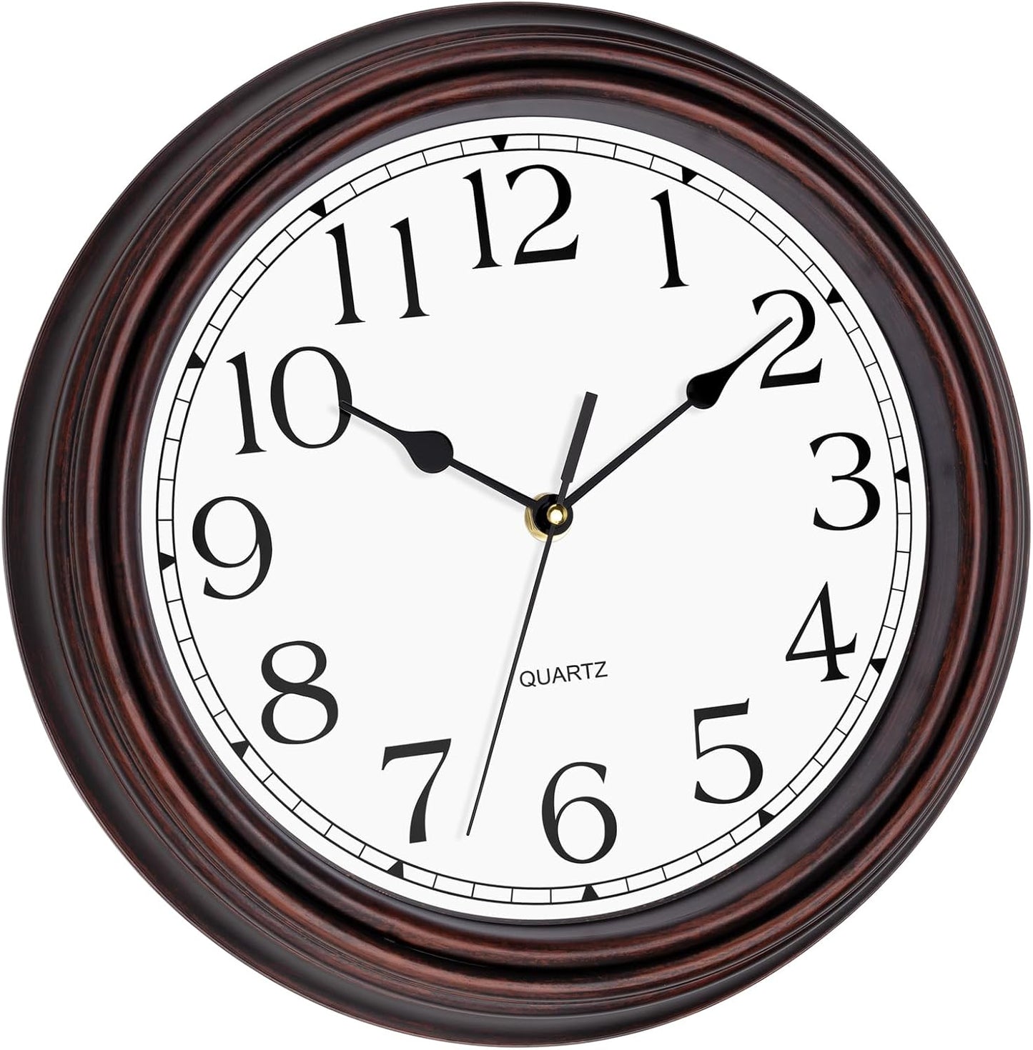 Foxtop Retro Silent Non-Ticking Round Classic Clock Quartz Decorative Battery Operated Wall Clock for Living Room Kitchen Home Office 12 Inch (Bronze)