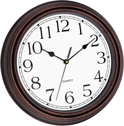 Foxtop Retro Silent Non-Ticking Round Classic Clock Quartz Decorative Battery Operated Wall Clock for Living Room Kitchen Home Office 12 Inch (Bronze)