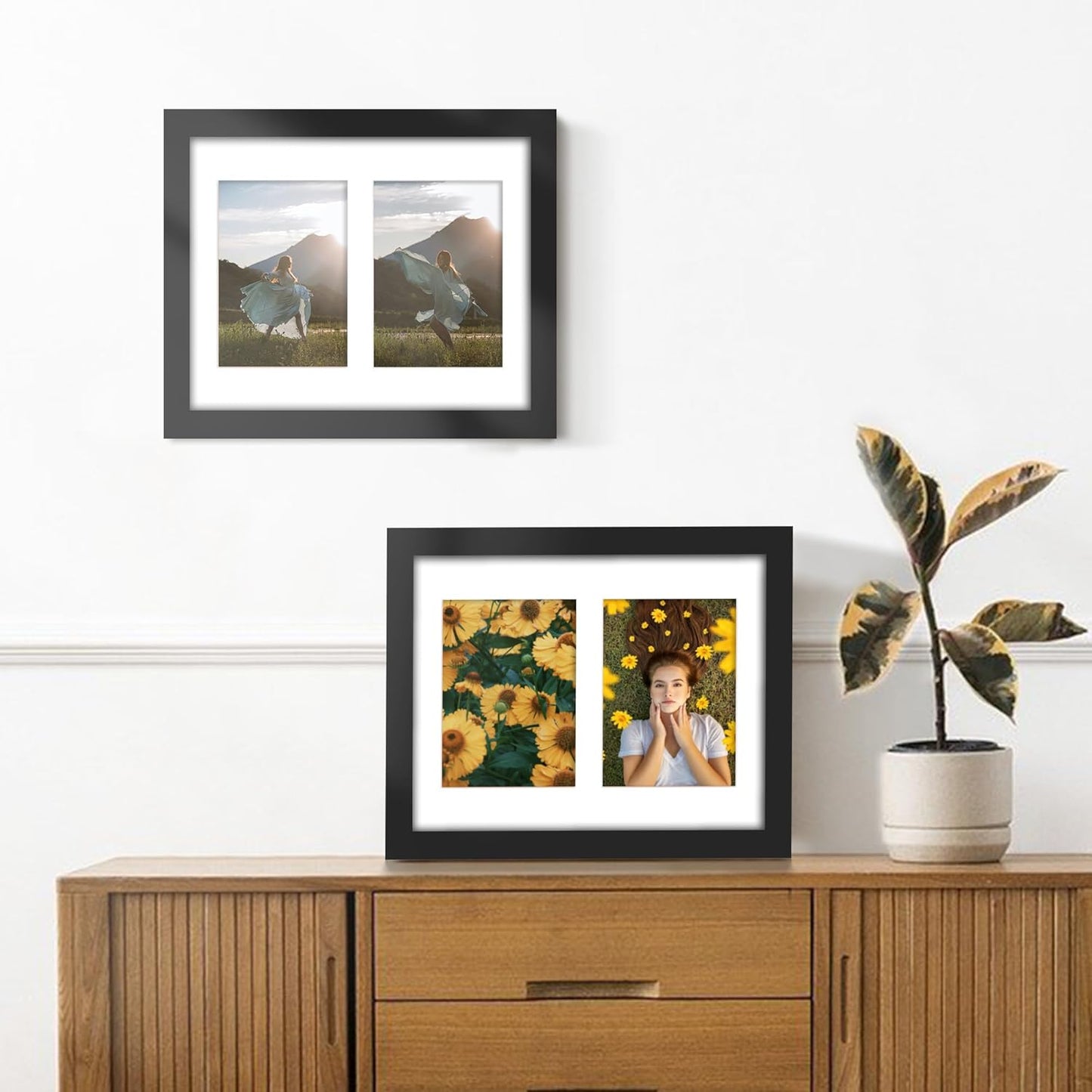 DUENPY 14x26 Collage Picture Frame 4x6 Collage Picture Frame Displays Twelve 4x6 inch Photos Available Horizontal Wall Mounting Display and Vertical Black - Colors B