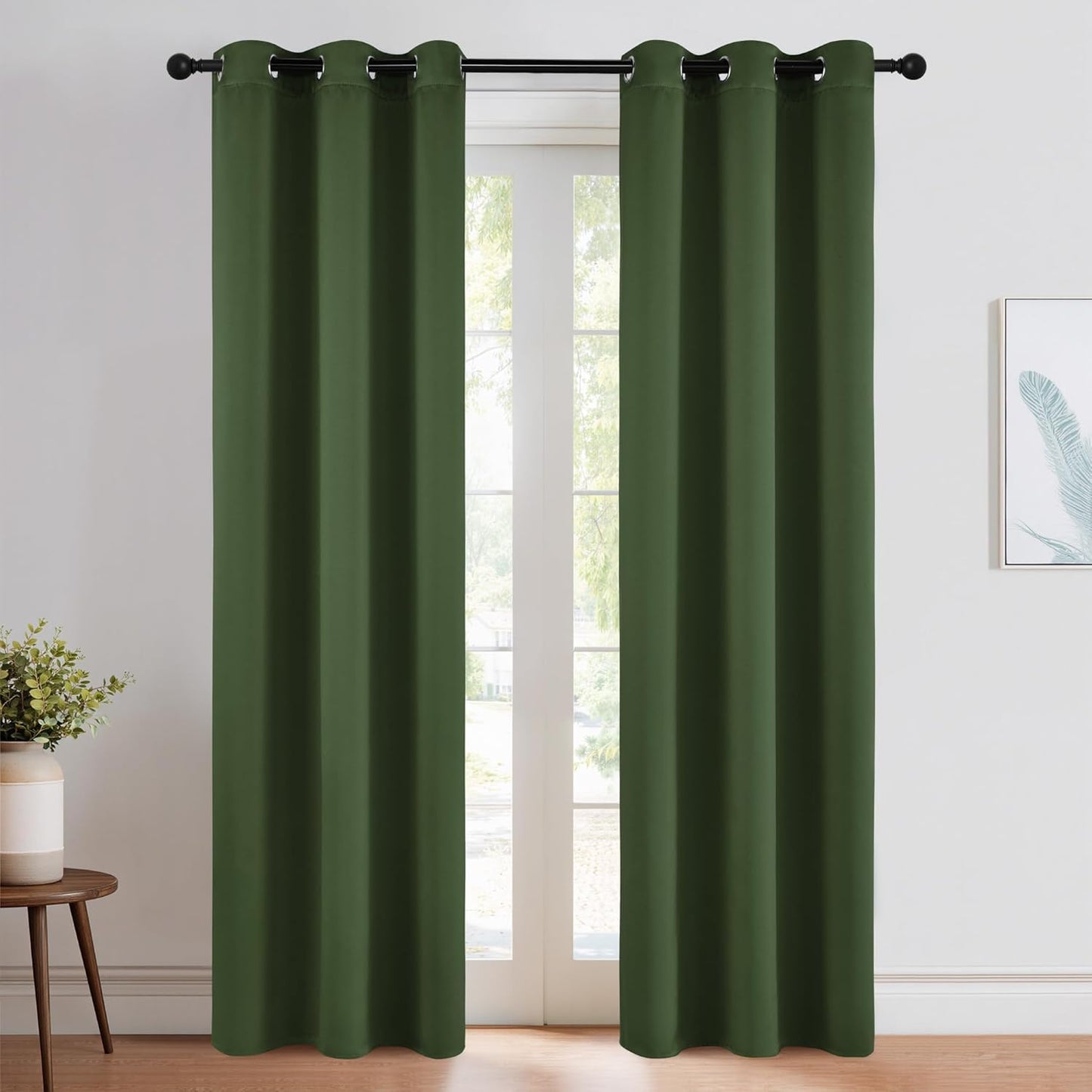 NICETOWN Halloween Pitch Black Solid Thermal Insulated Grommet Blackout Curtains/Drapes for Bedroom Window (2 Panels, 42 inches Wide by 63 inches Long, Black) - Colors B
