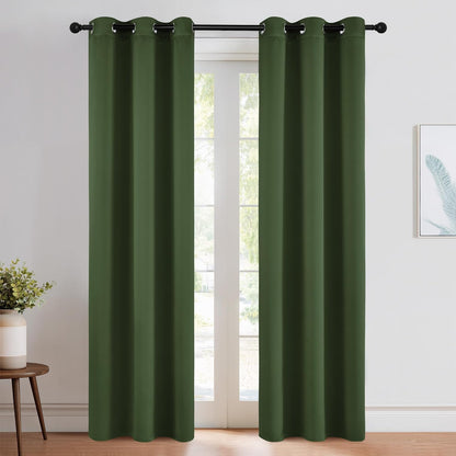 NICETOWN Halloween Pitch Black Solid Thermal Insulated Grommet Blackout Curtains/Drapes for Bedroom Window (2 Panels, 42 inches Wide by 63 inches Long, Black) - Colors B