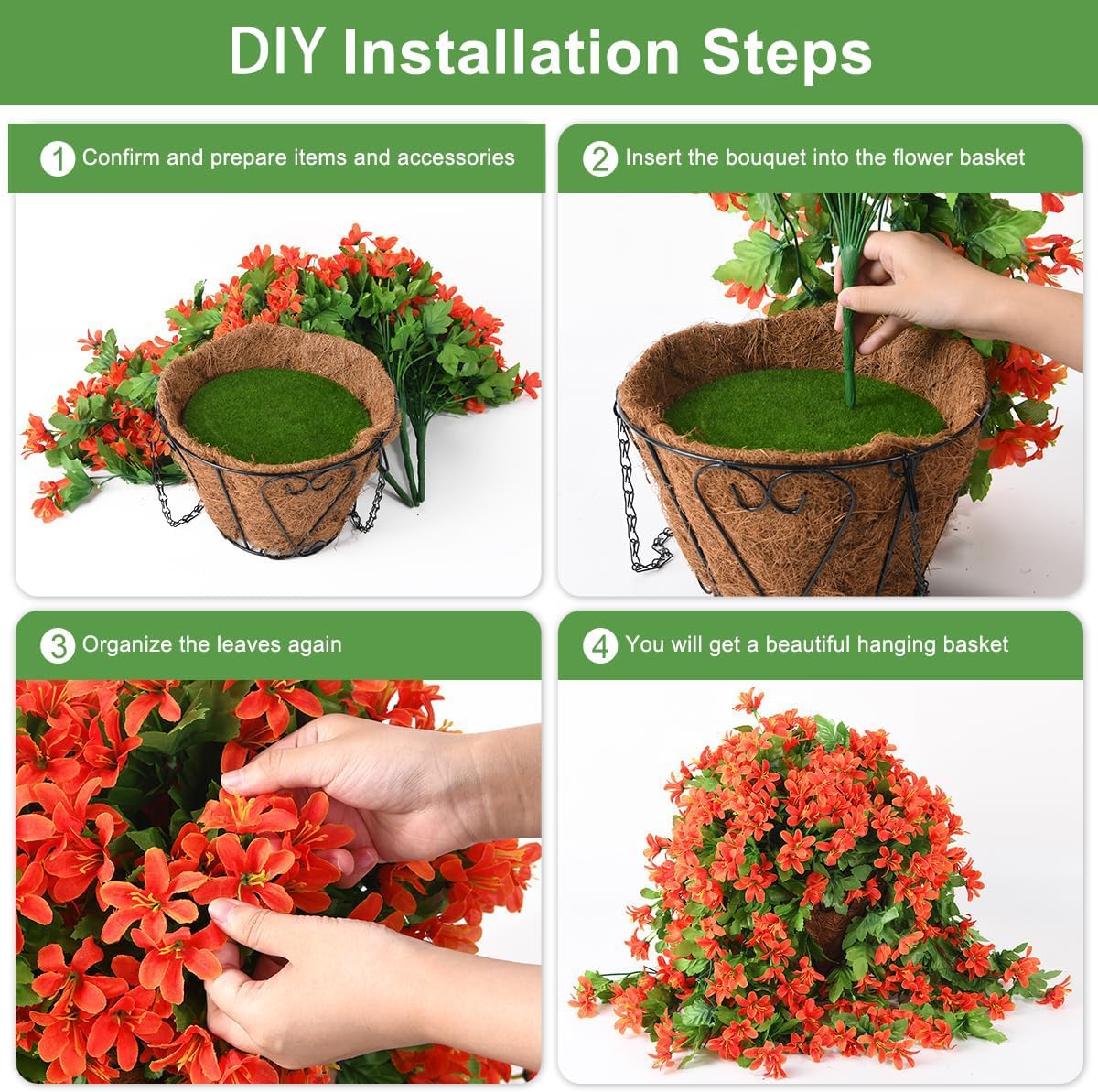 INQCMY Artificial Fake Hanging Plants Flowers Basket for Spring Summer Outdoor Outside Porch Decoration,UV Resistant Faux Silk Violet in Planter for Home Patio Balcony Garden Yard Decor(Red)
