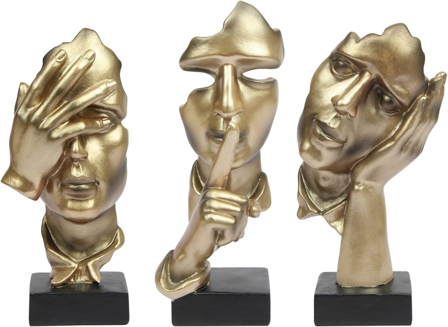 3 Pcs Thinker Statue,Modern Home Resin Sculptures,Collectible Figurines for Home Office Bookshelf Desktop Decor(Black)