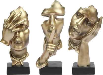 3 Pcs Thinker Statue,Modern Home Resin Sculptures,Collectible Figurines for Home Office Bookshelf Desktop Decor(Black)