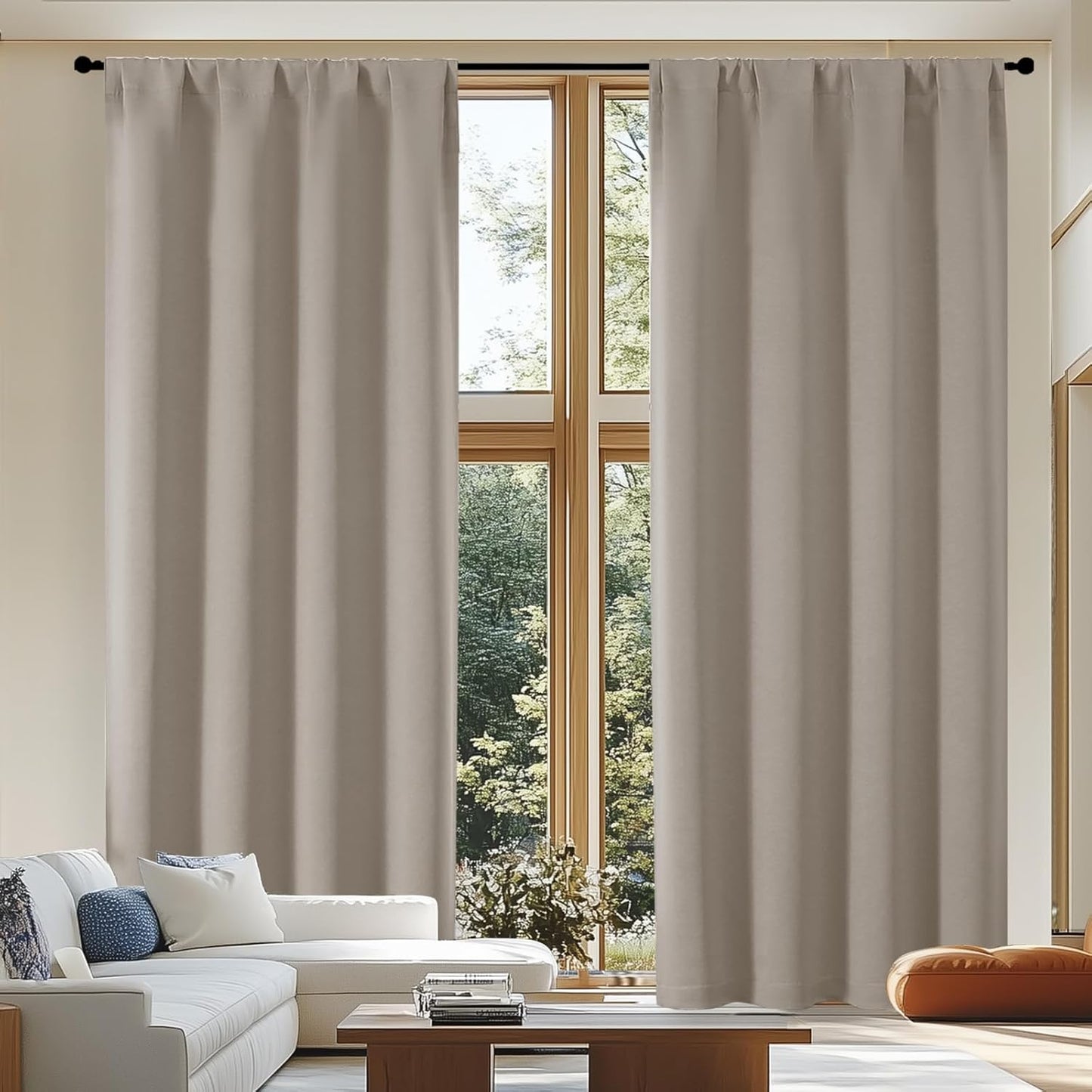 Simplebrand Ava Sage Green Blackout Curtains for Bedroom 63 Inch Length 2 Panels Set, Solid Thermal Insulated Energy Saving Rod Pocket Window Treatment Curtains Blackout Drapes, W40 x L63 Inch, Sage - Colors C