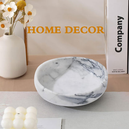 6.7" Large Decorative Bowl, Natural Marble Decorative Bowls for Home Decor, Key Bowl, Candy Bowl, Smudge Bowl, Coffee Tables Centerpiece (Natural Black)