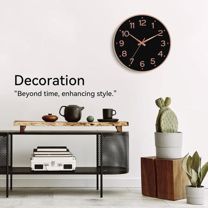 Roymnie Wall Clock Green, Silent Wall Clocks Battery Operated 8 Inch-Modern Non Ticking Analog Clock Decorative for Kitchen Office Bathroom Bedroom(Gold)