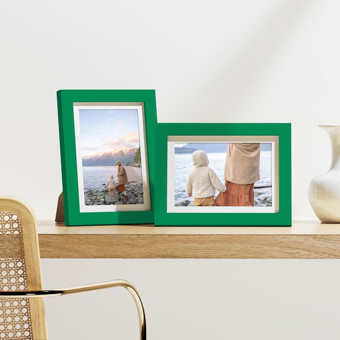 Vittanly 8x10 Picture Frames Set of 9, Shatter Resistant Plexiglass, Display 5x7 Pictures with Mat or 8x10 without Mat, Photo Frames for Wall or Tabletop, Engineered Wood, Black - Colors B