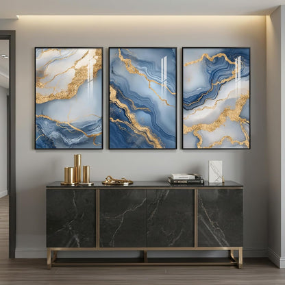 Large Framed Abstract Nature Landscape Wall Art for Living Room, Set of 3 Modern Canvas Prints Paintings Artwork for Walls, Green Lake Pictures for Hallway, Dining Room, Office Wall Decor 24x36 Inch