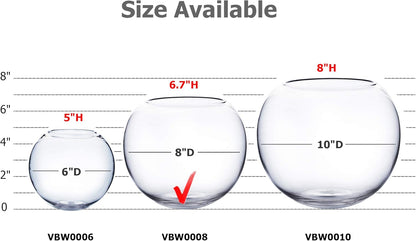 WGV Bowl Glass Vase, Diameter 6", Height 4.5", Open Width 4", (Multiple Sizes Choices) Clear Bubble Planter Terrarium Fish Bowl for Wedding Event Home Decor, 1 Piece (VBW0006A)