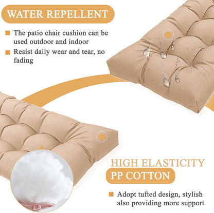 MTMR Outdoor Bench Cushion-44X19 Water-Repellent Tufted Porch Swing Cushions with High Elasticity PP Cotton and Ties Fade-Resistant Patio Outdoor Chair Cushion for Bench Furniture, Indoor Seat Cushion